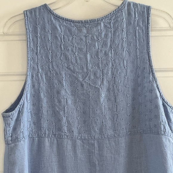 Vintage Sweet Jessie Bohemian Sky Blue Cottagecore 100% Linen Maxi Dress MP - Picture 6 of 11